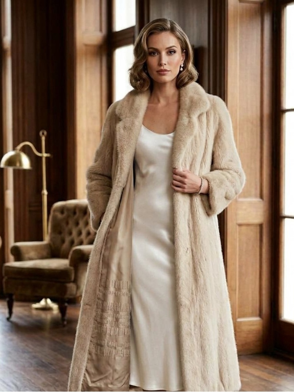 Barrington Cream Long Mink Coat
